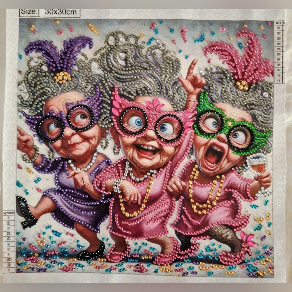 Mardi Gras Grandma's Completed Diamond Art
